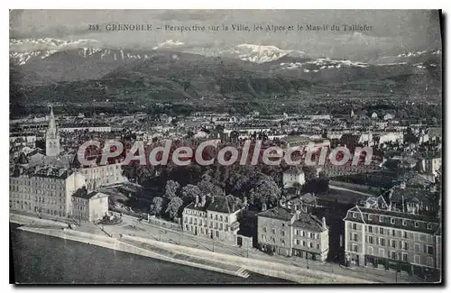 Cartes postales Grenoble Perspective Sur La Ville Les Alpes Et Le Massif Du Taillefer