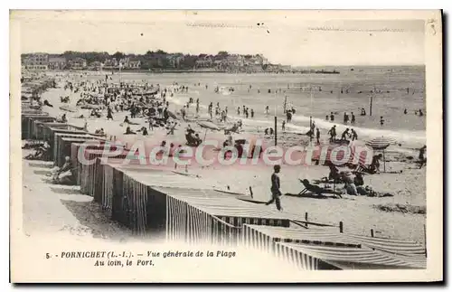 Cartes postales Pornichet Vue Generale De La Plage Au loin Le Port