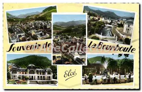 Cartes postales La Bourboule souvenir ponts �glise casino jet d'eau