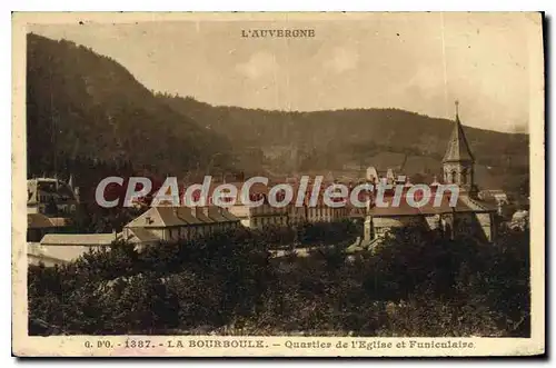 Cartes postales La Bourboule Quartier De I'Eglise Et Funiculaire