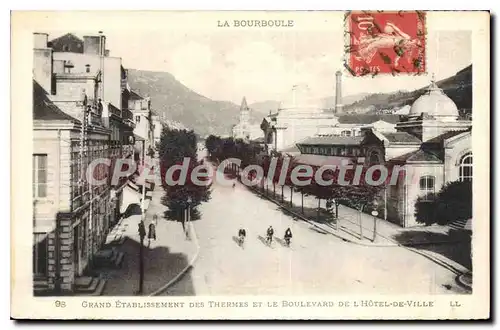 Ansichtskarte AK La Bourboule Grand Etablissement Des Thermes Et boulevard de l'hotel de ville