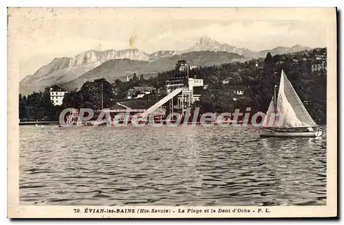 Cartes postales Evian Les Bains La Plage Et La Dent D'Oche