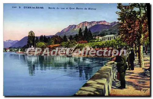 Cartes postales Evian Les Bains Bords Du Lac Et Quai Baron De Blonay