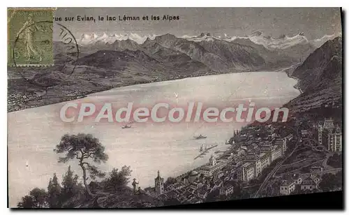 Cartes postales Evian Les Bains Le Lac Leman Et Les Alpes