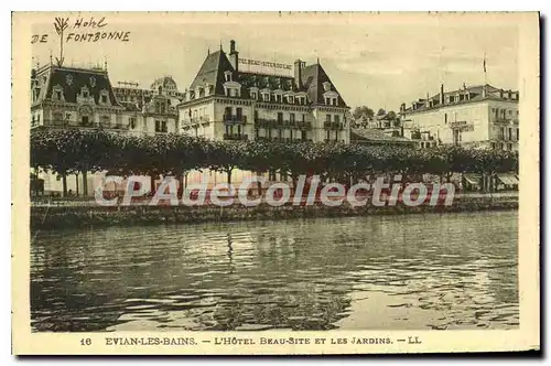 Cartes postales Evian Les Bains L'Hotel Beau Site Et Les Jardins