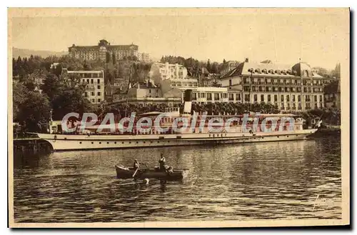 Cartes postales Evian Les Bains Le Port Vers Le Royal Hotel bateau Vevey