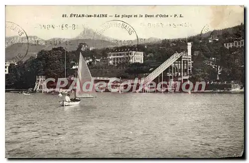 Cartes postales Evian Les Bains La Plage Et La Dent D'Oche