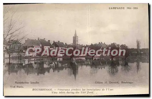 Cartes postales Rousbrugge Panorama Pendant Les Inondations De I'Yser