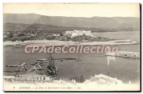 Cartes postales Antibes Le Port Le Fort Carre Et Les Alpes