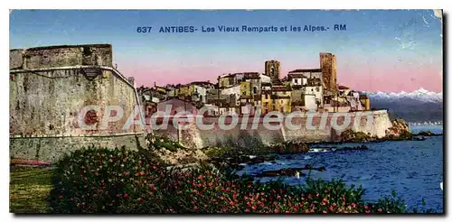 Cartes postales Antibes Les Vieux Remparts Et Les Alpes