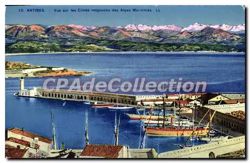 Ansichtskarte AK Antibes Vue Sur Les Cimes Neigeuses Des Alpes Maritimes