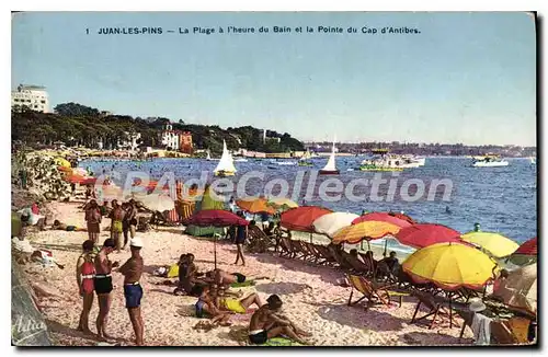 Cartes postales Juan Les Pins La Plage I'Heure Du Bain Et La Pointe Du Cap D'Antibes