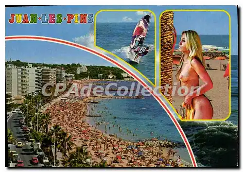 Cartes postales moderne Juan Les Pins femme blonde aux seins nus