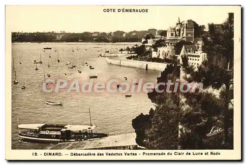 Cartes postales Dinard Debarcadere Des Vedettes Vertes Promenade Du Clair De Lune Et Rade