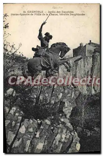 Cartes postales Grenoble Jardin Des Dauphins Statue Equestre De Philis De La Charce