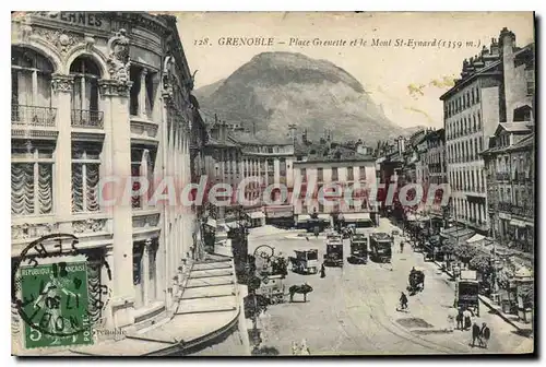 Ansichtskarte AK Grenoble Place Grenette Et Le Mont St Eynard