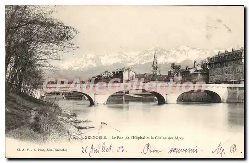 Ansichtskarte AK Grenoble Le Pont De I'Hopital Et La Chaine Des Alpes