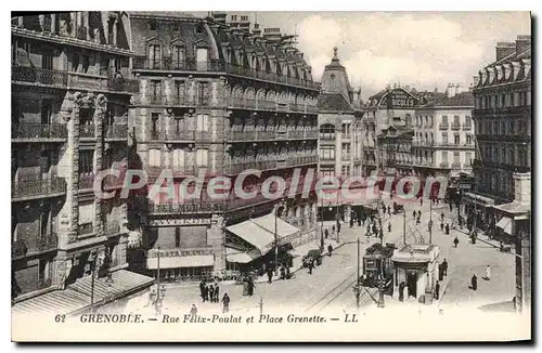 Cartes postales Grenoble Rue Felix Poulat Et Place Grenette