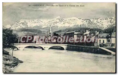 Cartes postales Grenoble Panorama Des Quais Et La Chaine Des Alpes