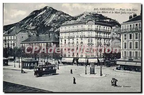 Cartes postales Grenoble Place De La Gare Les Hotels Et Le Mont Jalla