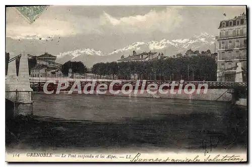 Ansichtskarte AK Grenoble Le Pont Suspendu Et Les Alpes