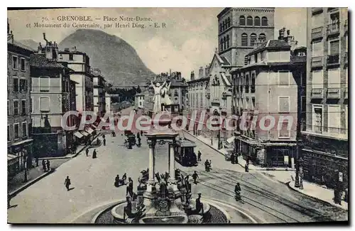 Ansichtskarte AK Grenoble Place Notre Dame Et Monument Du Centenaire Par Henri Ding