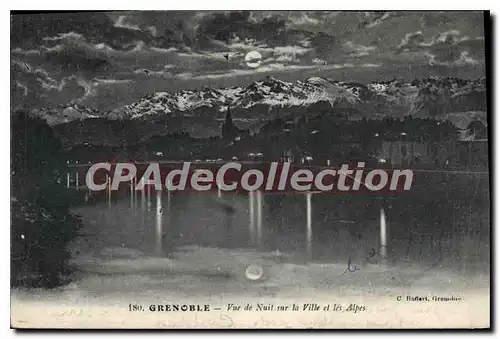 Cartes postales Grenoble Vue De Nuit Sur La Ville Et Les Alpes