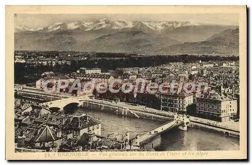 Ansichtskarte AK Grenoble Vue Generale Sur Les Ponts De I'Isere Et Les Alpes