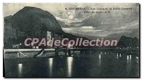 Cartes postales Grenoble Les Quais Et Le Saint Eynard effet de nuit