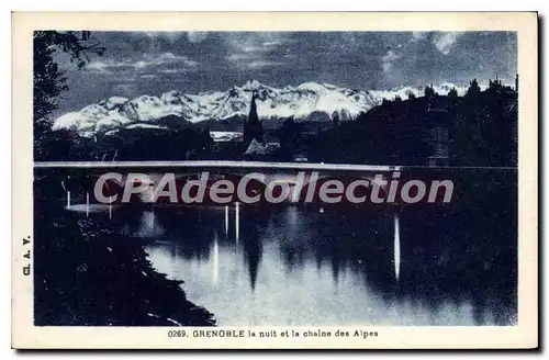 Cartes postales Grenoble La Nuit Et La Chaine Des Alpes