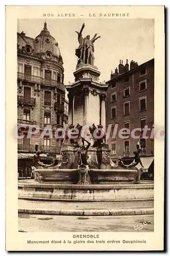 Cartes postales Grenoble Monument Eleve A La Gloire Des Trois ordres dauphinois