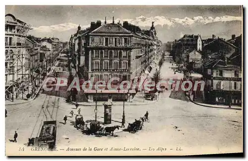 Cartes postales Grenoble Avenues De La Gare Et Alsace Lorraine