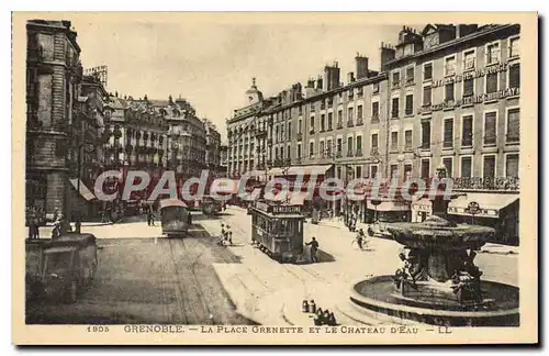 Cartes postales Grenoble La Place Grenette Et Le Chateau D'Eau