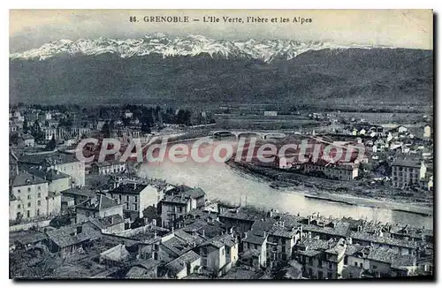 Ansichtskarte AK Grenoble L'Ile Verte I'Isere Et Les Alpes