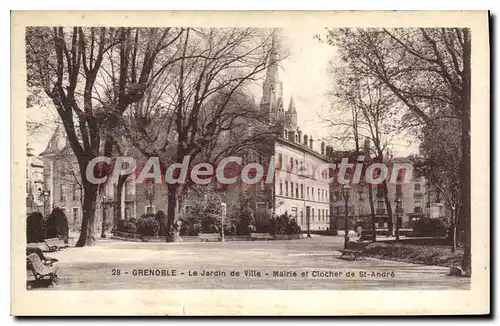 Cartes postales Grenoble Le Jardin De Ville Mairie Et Clocher De St Andre