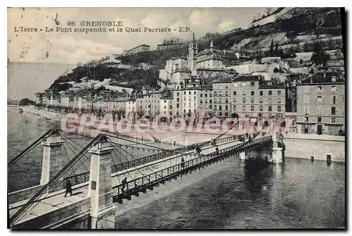 Cartes postales Grenoble L'Isere Le Pont Suspendu Et Le Quai Perriere