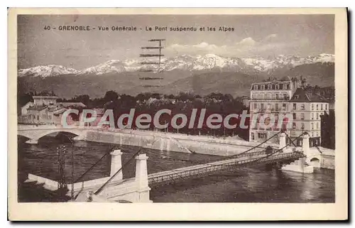 Ansichtskarte AK Grenoble Vue Generale Le Pont Suspendu Et Les Alpes