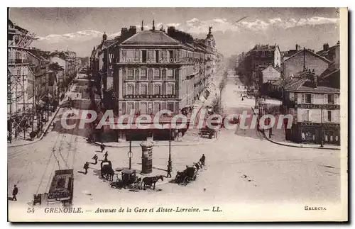 Cartes postales Grenoble Avenues De La Gare Et Alsace Lorraine