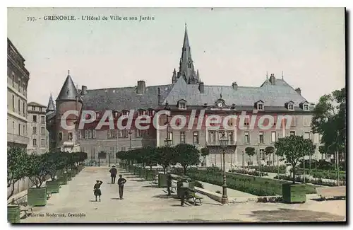 Ansichtskarte AK Grenoble L'Hotel De Ville Et Son Jardin