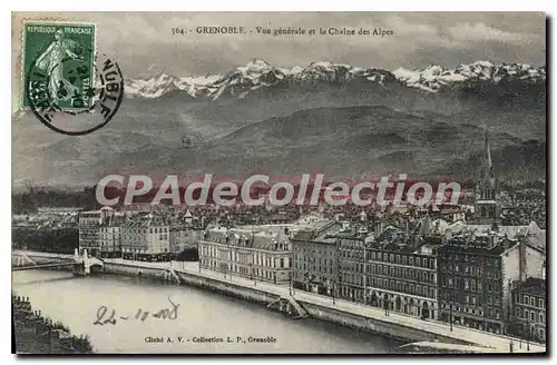 Cartes postales Grenoble Vue Generale Et La Chaine Des Alpes