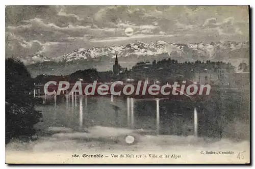 Ansichtskarte AK Grenoble Vue De Nuit Sur La Ville Et Les Alpes