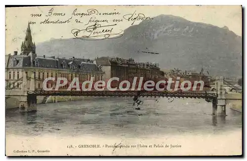 Cartes postales Grenoble Pont Suspendu Sur I'Isere Et Palais De Justice