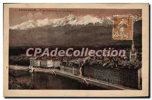 Cartes postales Grenoble Vue Generale Et Les Alpes