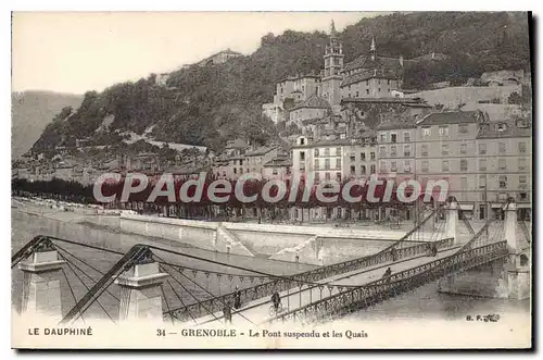 Ansichtskarte AK Grenoble Le Pont Suspendu Et Les Quais