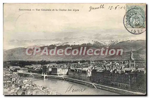 Cartes postales Grenoble Vue Generale Et La Chaine Des Alpes