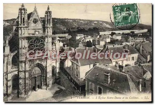 Cartes postales Vernon L'Eglise Notre Dame Et Les Collines