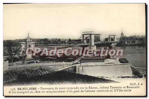 Cartes postales Beaucaire Panorama Du Pont Suspendu Sur Le Rhone