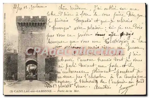 Cartes postales Cadilac Sur Garonne Porte De La Mer