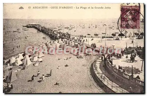 Cartes postales Arcachon Cote D'Argent La Plage Et La Grande Jetee