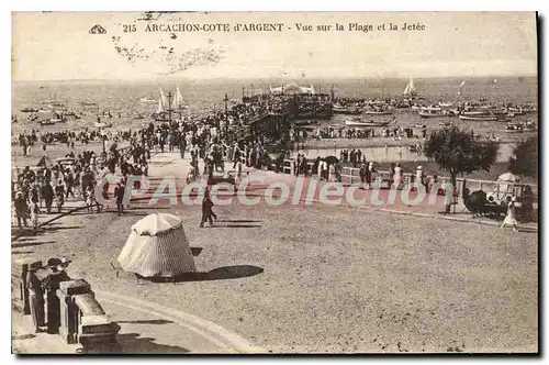 Ansichtskarte AK Arcachon Cote D'Argent Vue Sur La Plage Et La Jetee